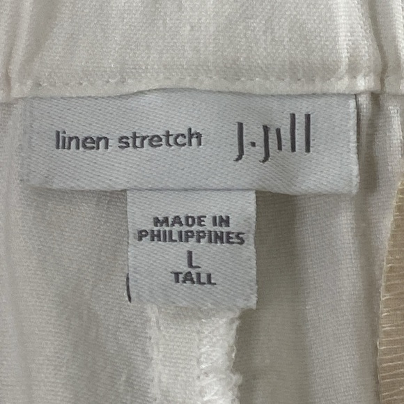 J. Jill White Linen Blend Coastal High Rise Stretch Trouser Pants Size L Tall - Picture 9 of 12